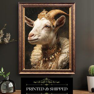 Victorian Lady Goat Portrait Elegant Anthropomorphic Farm Animal Fine Art Print